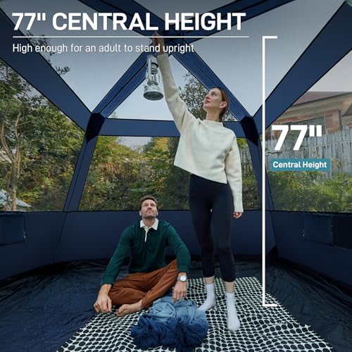 EVER ADVANCED Blackout 6 Person Camping Tent, Instant Cabin Tent for Family with Vestibule and Large Mesh Windows, 60s Easy Setup, Double Layer, Water-Resistant