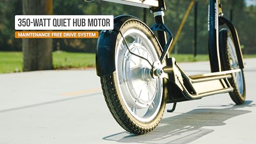EcoSmart Metro Electric Scooter – Padded Seat, Wide Bamboo Deck, 16" Air-Filled Tires, 500w High-Torque Motor, Up to 18 mph, 12-Mile Range, Rear-Wheel Drive