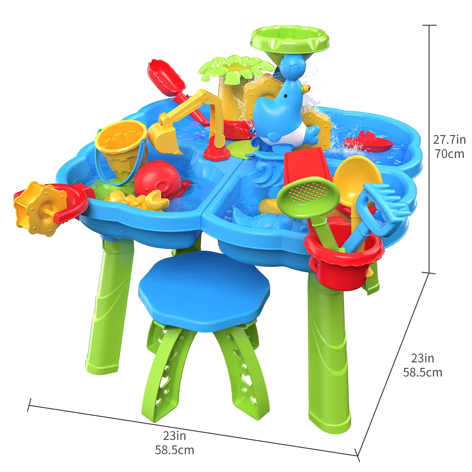 Dinosaur Planet Sand Water Table for Toddlers, 4 in 1 Sand Table and Water Play Table, Kids Table Activity Sensory Play Table Beach Sand Water Toy for Outdoor Backyard for Toddlers Age 2-4 Gift