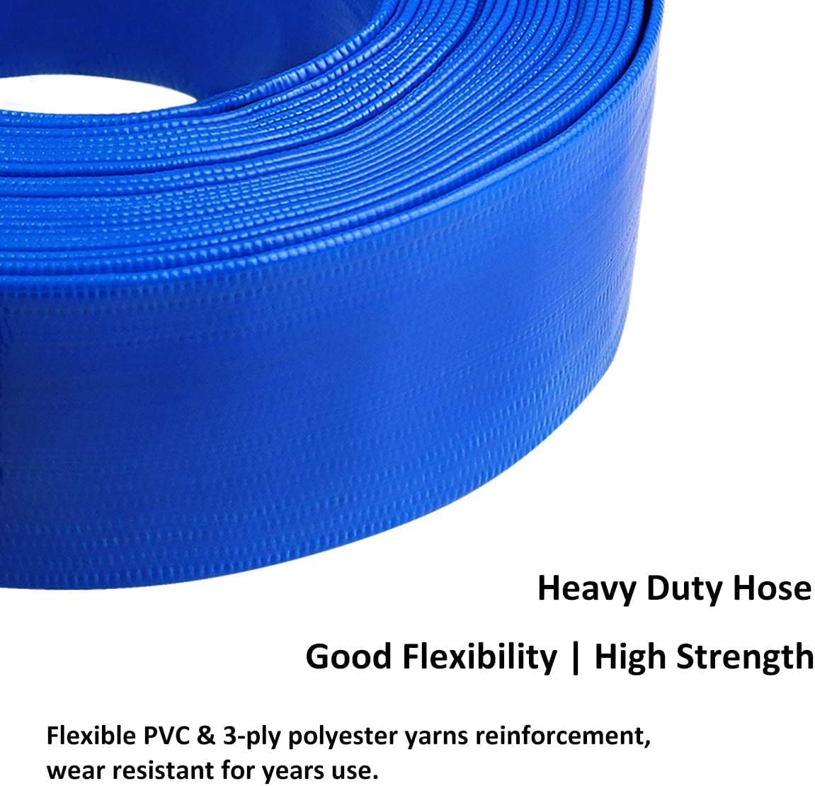 2" x 50' Blue PVC Lay-Flat Discharge Hose with Aluminum Camlock C and E Fittings