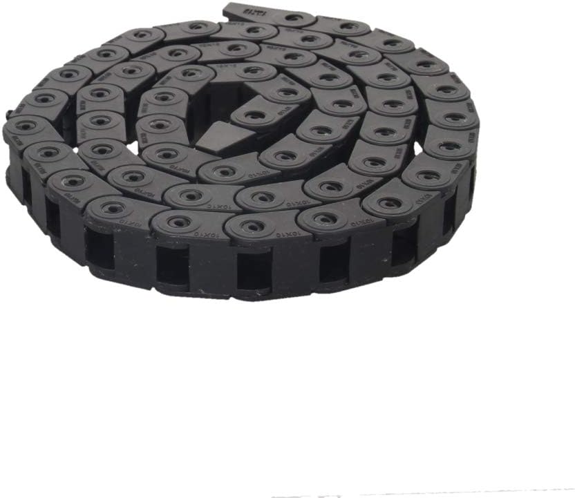 Fielect Drag Chain Cable Carrier Open Type with End Connectors R100 35X100mm 1 Meter Plastic for Electrical CNC Router Machines Black 1Pcs