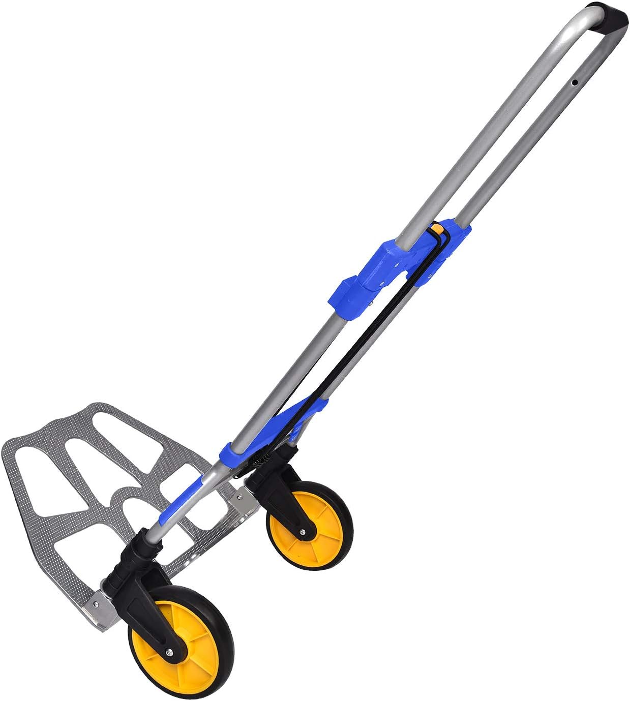Fullwatt Stair Climber Cart, 15 Inch Height Adjustable Aluminum Portable Folding Stair Climbing Cart Tri-Wheels with Bungee Cord Heavy Duty All Terrain Stair Climbing Hand
