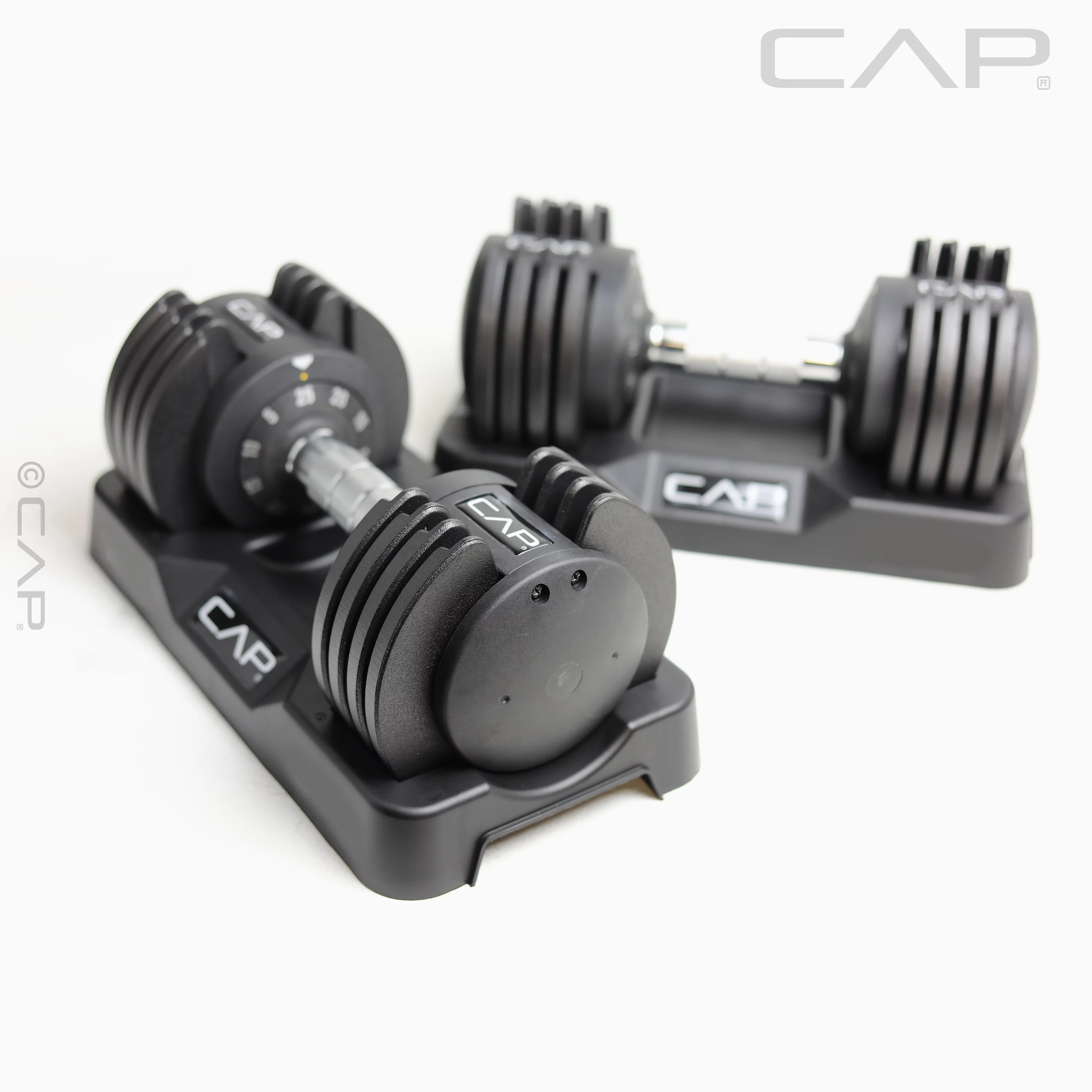 CAP Barbell 25 lb Adjustable Dumbbell Set, Quick Select Adjustability from 5-25 lb, Pair, Black