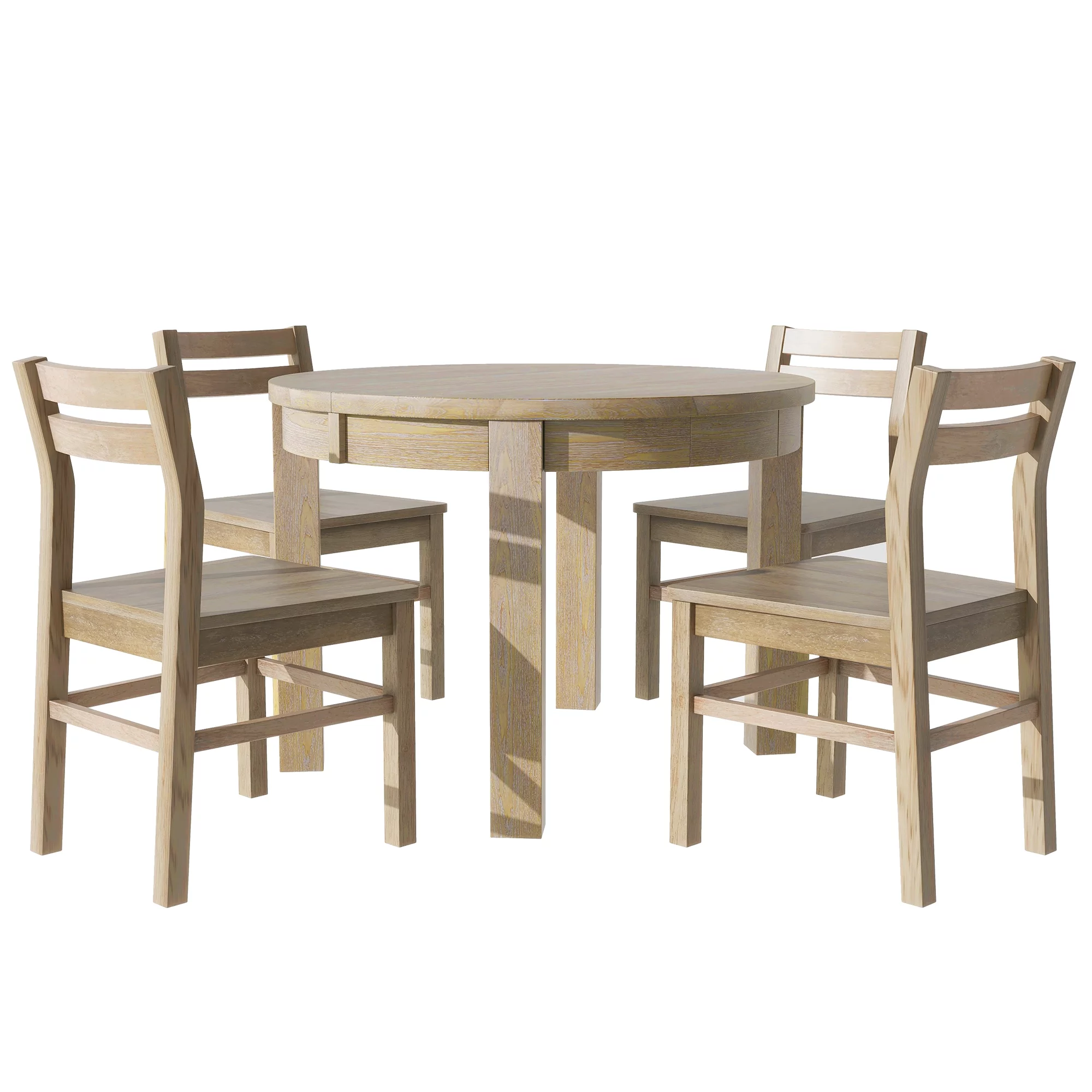Churanty Round Extendable Dining Table Set Solid Wood Farmhouse 5 Piece Kitchen Dining Set for 4 with Leaf and Drawers,Natural - Curated Treasures Market