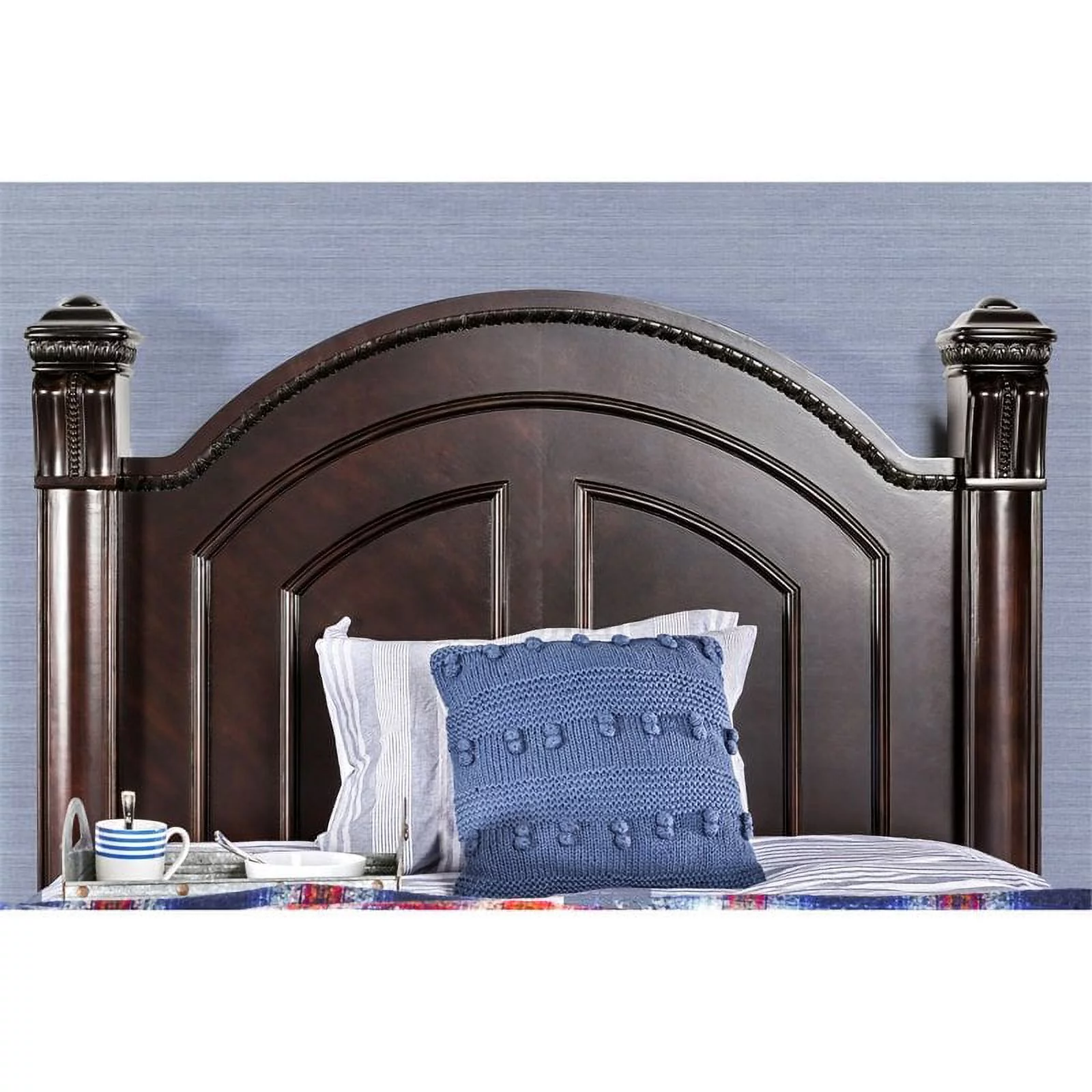 Furniture of America Oulette Transitional Wood Queen Poster Bed in Cherry
