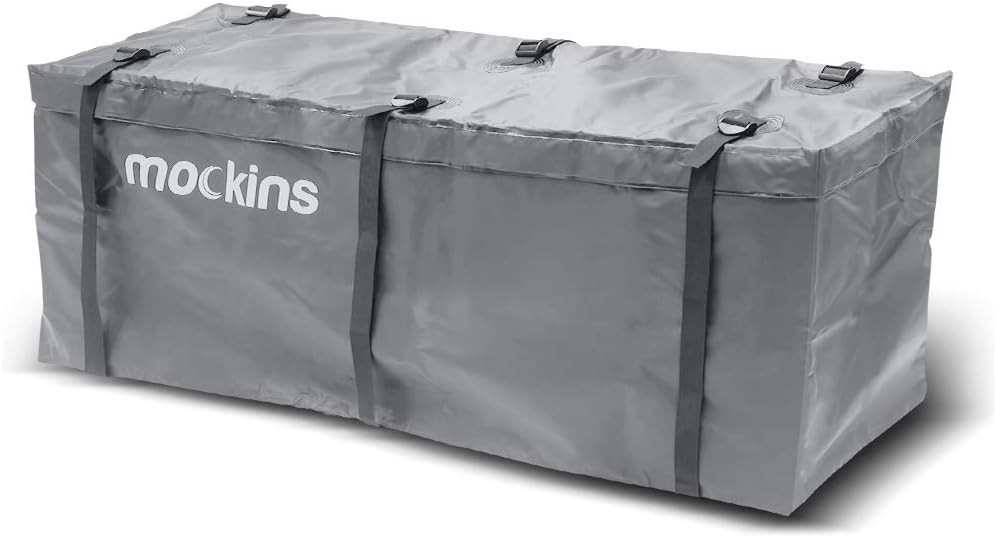 Mockins 15.5 Cu Ft Waterproof Cargo Bag for Hitch Carrier | The 57x24x19 Trailer Hitch Cargo Carrier Bag from Abrasion Resistant Vinyl | Cargo Carrier Hitch Mount Bag with Straps | Hitch Storage Bag