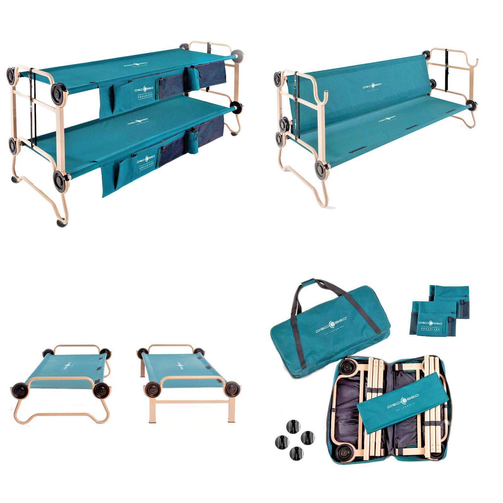 Disc-O-Bed Large Cam-O-Bunk Cot with Organizers u0026 Youth Kid-O-Bunk Camping Cot