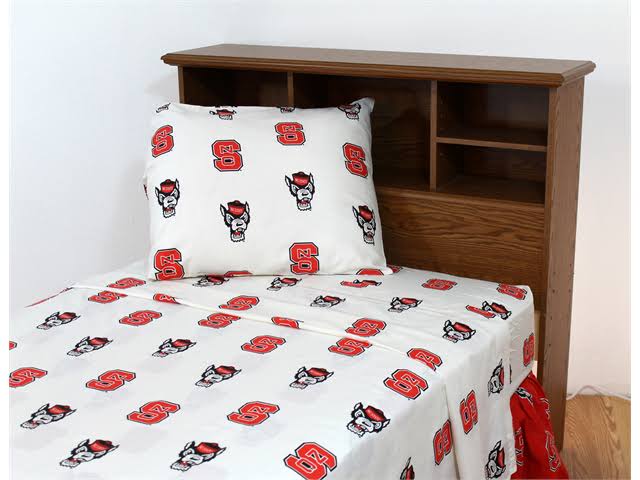 College Covers NCAA North Carolina State Sheet Set; Queen, White