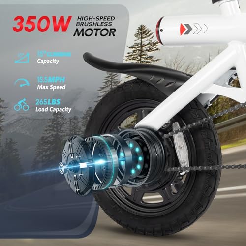 PEXMOR Electric Bike for Adults, 350W Motor (Peak 500W) Ebike 36V 6AH Battery, 14" Folding Commuter City Electric Bicycle for Adults/Teens, Complies to UL2849