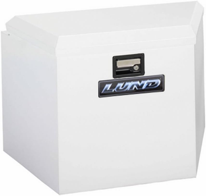 Lund Trailer Tongue Storage Box Universal Aluminum - White | Dim A: 34; Dim B: 16; Dim C: 22.5; Dim D: 21