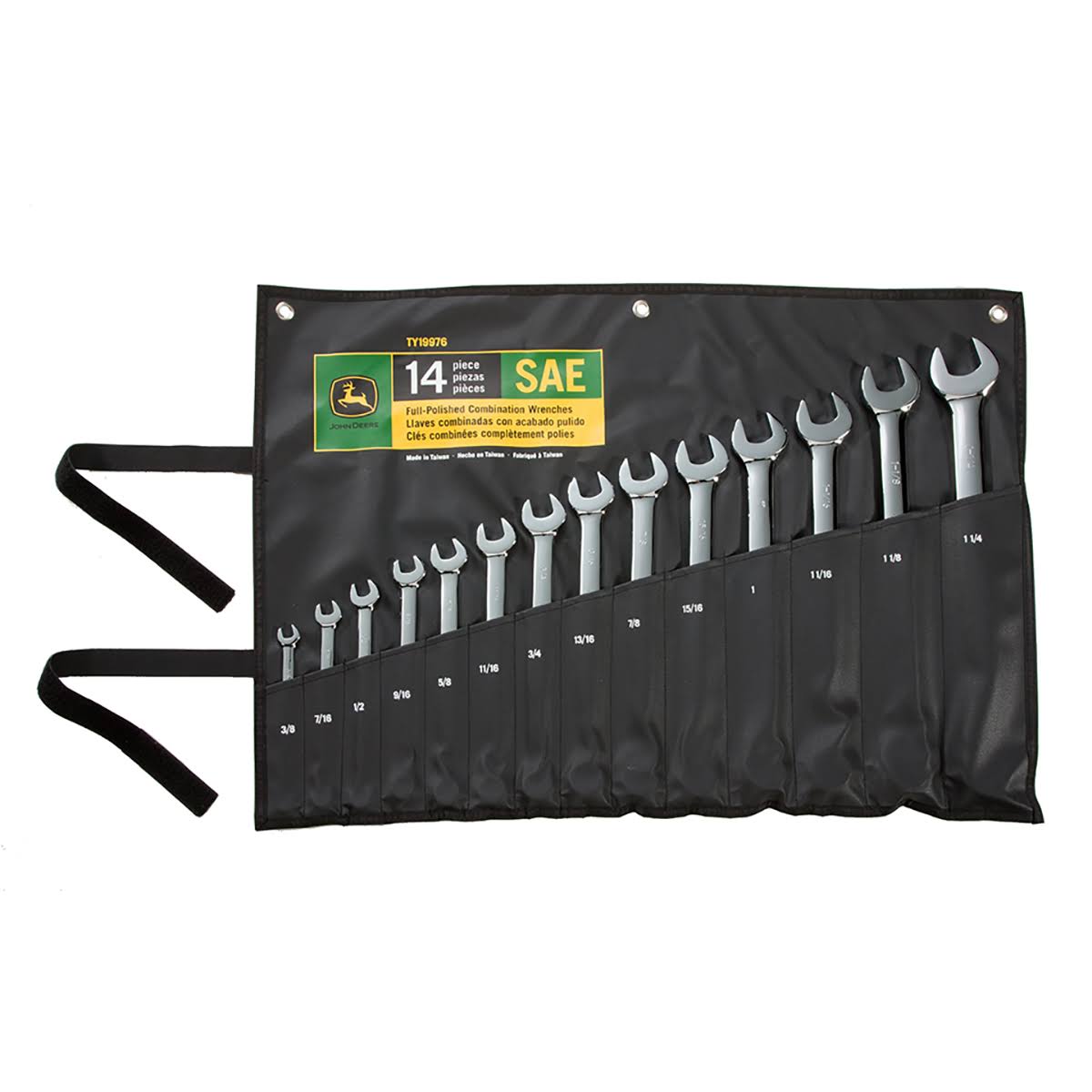 John Deere SAE 14-Piece Full Polished Combination Wrench Set - Ty19976