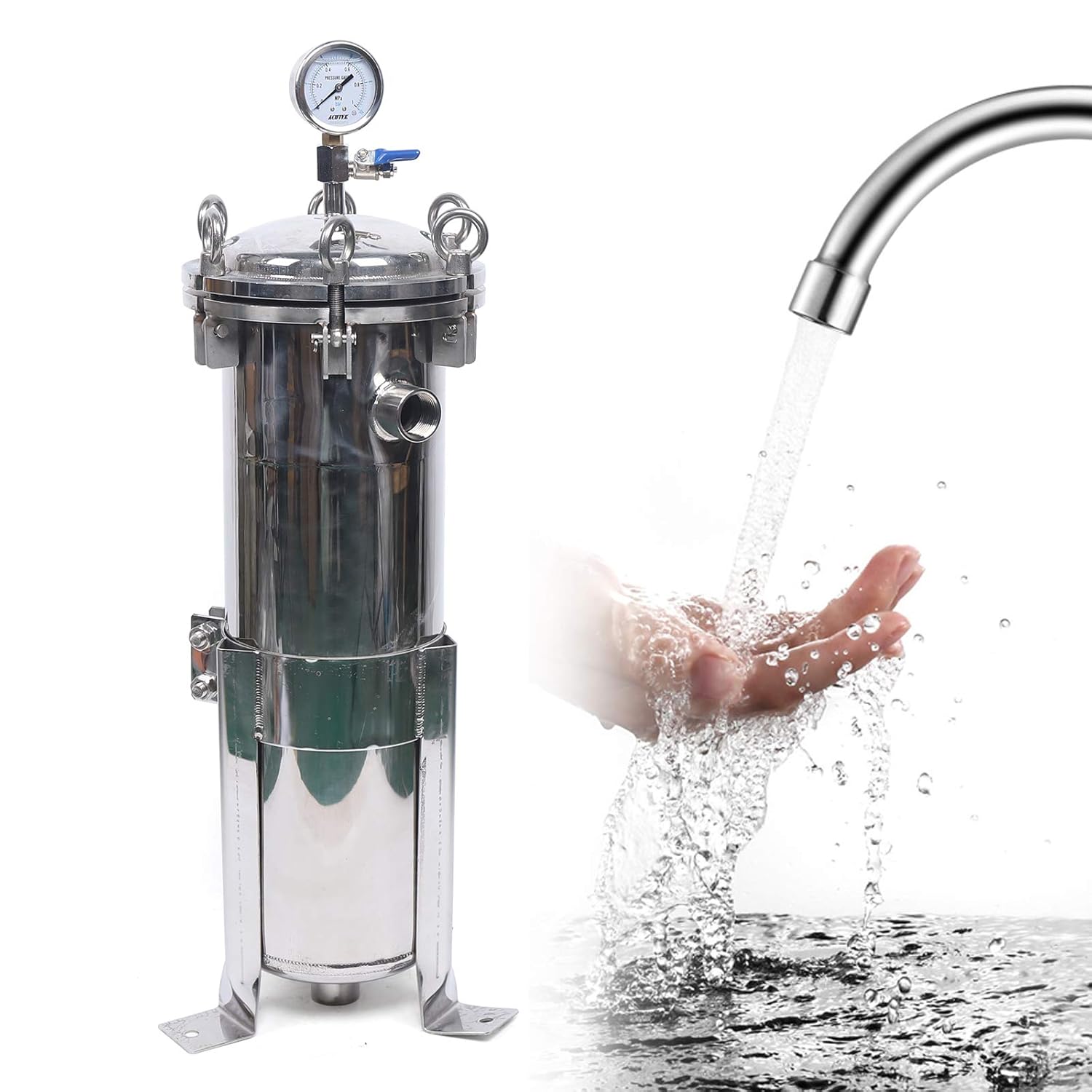 4 Bag Filter Housing,Bag Filter Housing Bag Filter Housing 304 Stainless Steel Industrial Sock Filter Maximum Flow 10T/H Filter Area: 0.13㎡ Adjusted Around 745Mm Purification Equipment