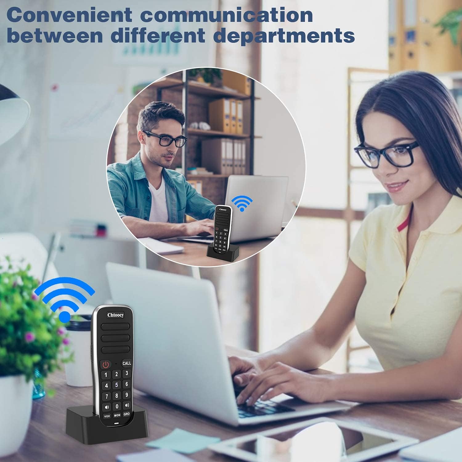 Rechargeable Intercoms Wireless for Home 5280 Feet Range 10 Channel, Chtoocy Handheld Wireless Intercom System for Home Business Office, Room to Room Communication System Expandable (4 Packs, Black)