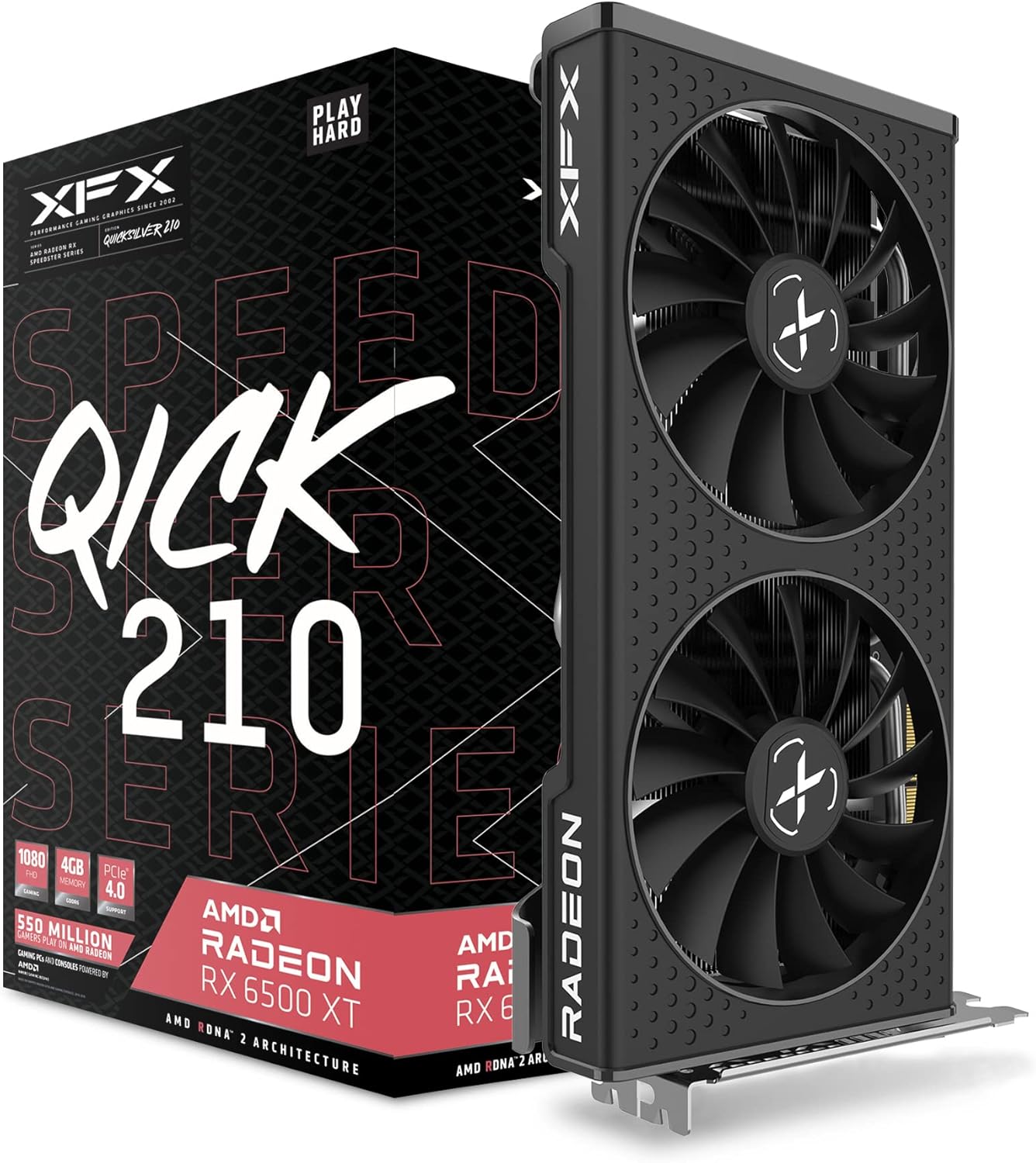 XFX Speedster QICK210 Radeon RX 6500XT Black Gaming Graphics Card with 4GB GDDR6 HDMI , AMD RDNA 2 RX-65XT4DBDQ