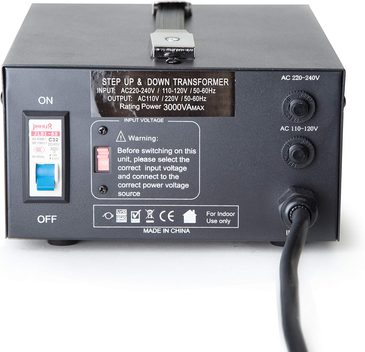 ELC T-5000 5000-Watt Voltage Converter Transformer - Step Up/Down - 110V/220V - Circuit Breaker Protection [3-Years Warranty]