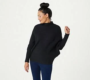 Lisa Rinna Collection Pullover Mock Neck Sweater, Size 2X, Black - Avayadevconnect