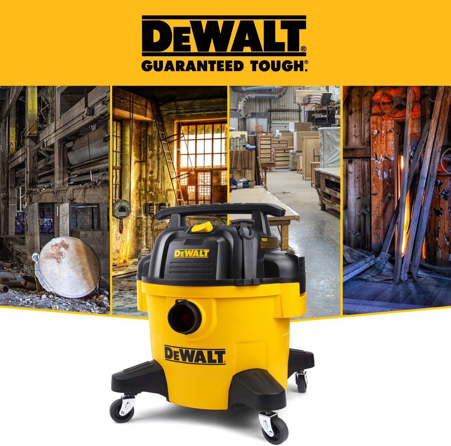 DEWALT DXV06PZ 4 Peak HP Shop Vacuums, 6 Gallon Poly Wet/Dry Vac, Heavy-Duty Shop Vacuum with Blower Function Yellow+Black