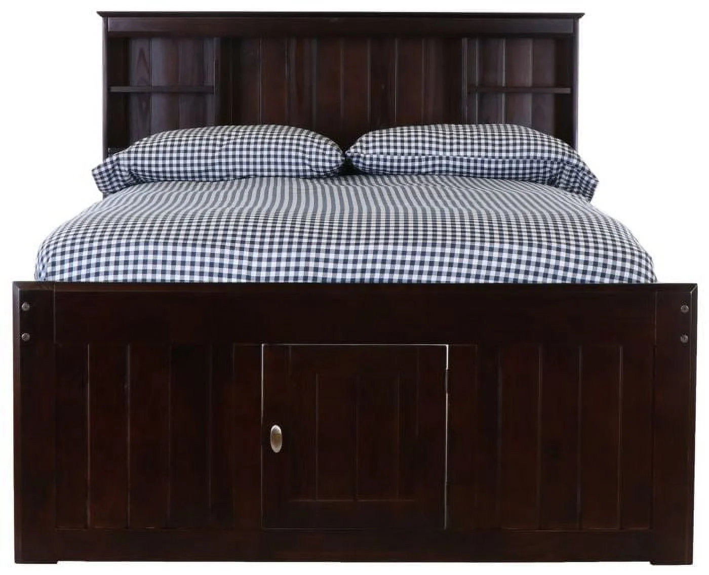 Discovery World Furniture - Full Size Bed Frame with Headboard Bookcase & 12 Drawers, Full Size Bed with Storage, Espresso