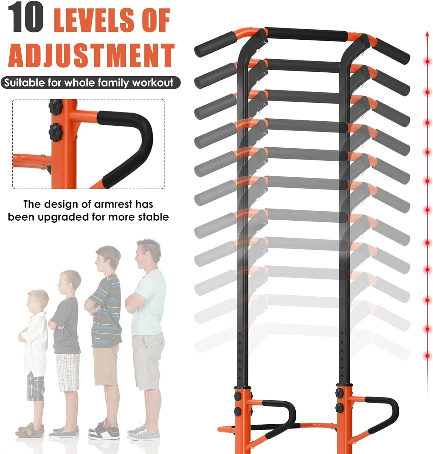SOGES Height Adjustable Power Tower Dip Stands Pull up Bar Strength Training for Home Gym Black
