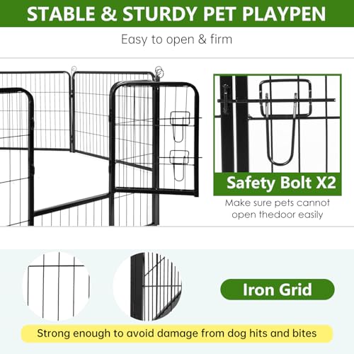 BestPet Dog Playpen Indoor 40 inch 16 Panels Metal Dog Pen Pet Dog Fence Outdoor Exercise Pen with Doors,Pet Puppy Playpen for RV Camping Yard, Black