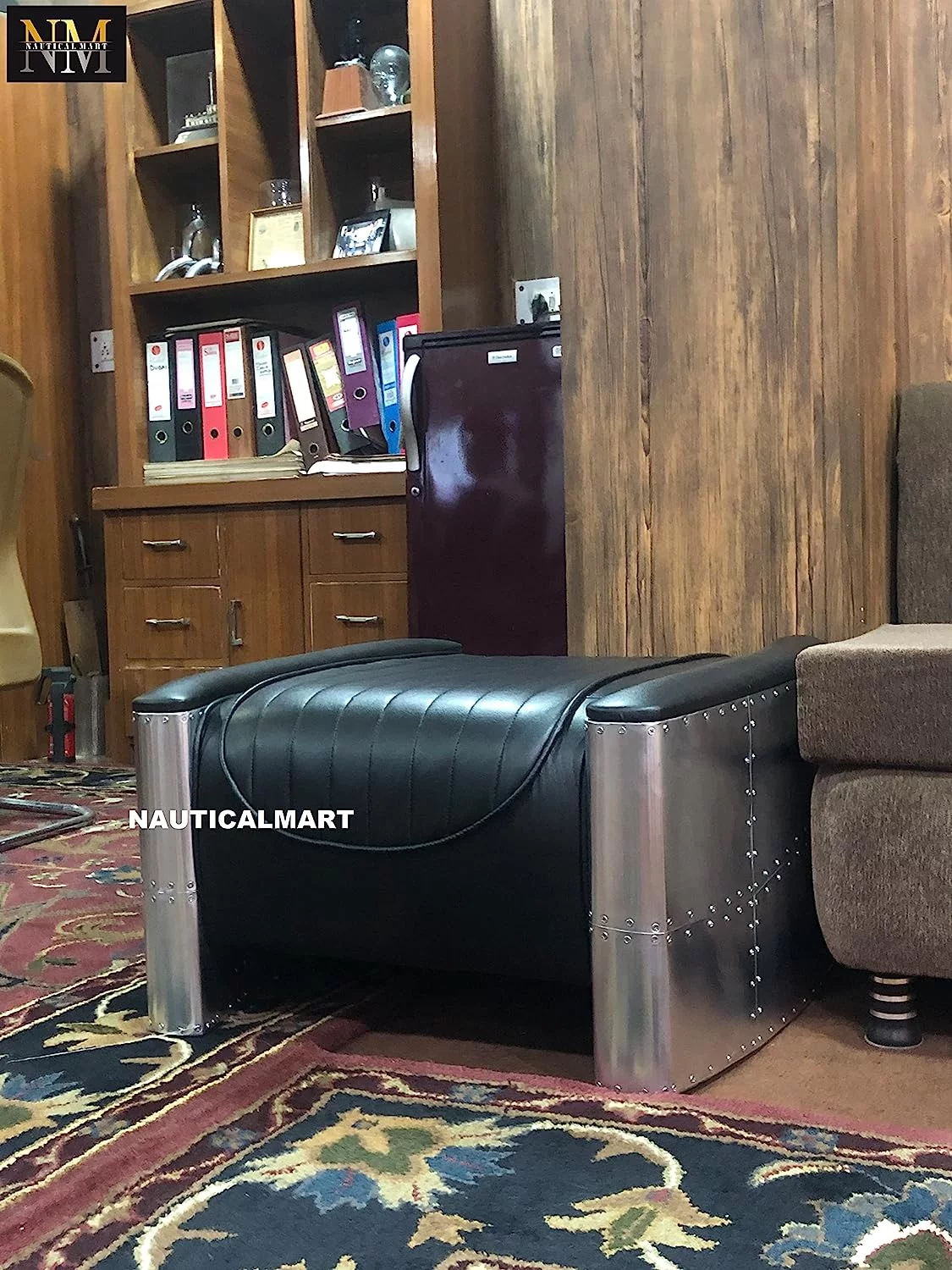 NauticalMart Aviator Ottoman Aluminium Chair Mid Century Vintage Industrial Sofa