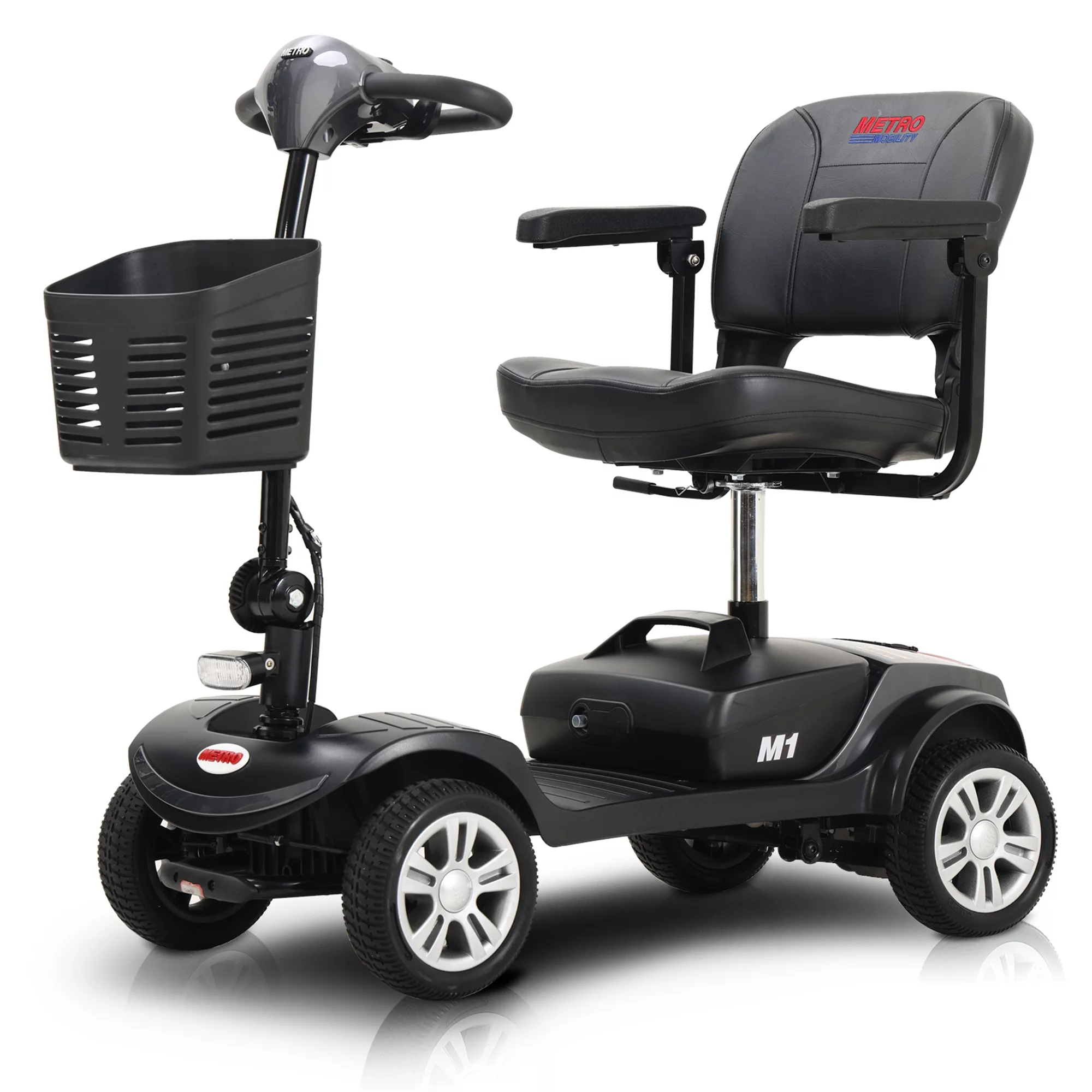 BTMWAY Mobility Scooter, 4 Wheels Electric Scooter for Seniors, Compact Folding Travel Mobility Scooters for Adult, Transformer Mobility Scooter with Swivel Seat, Front and Rear LED Light, Silver
