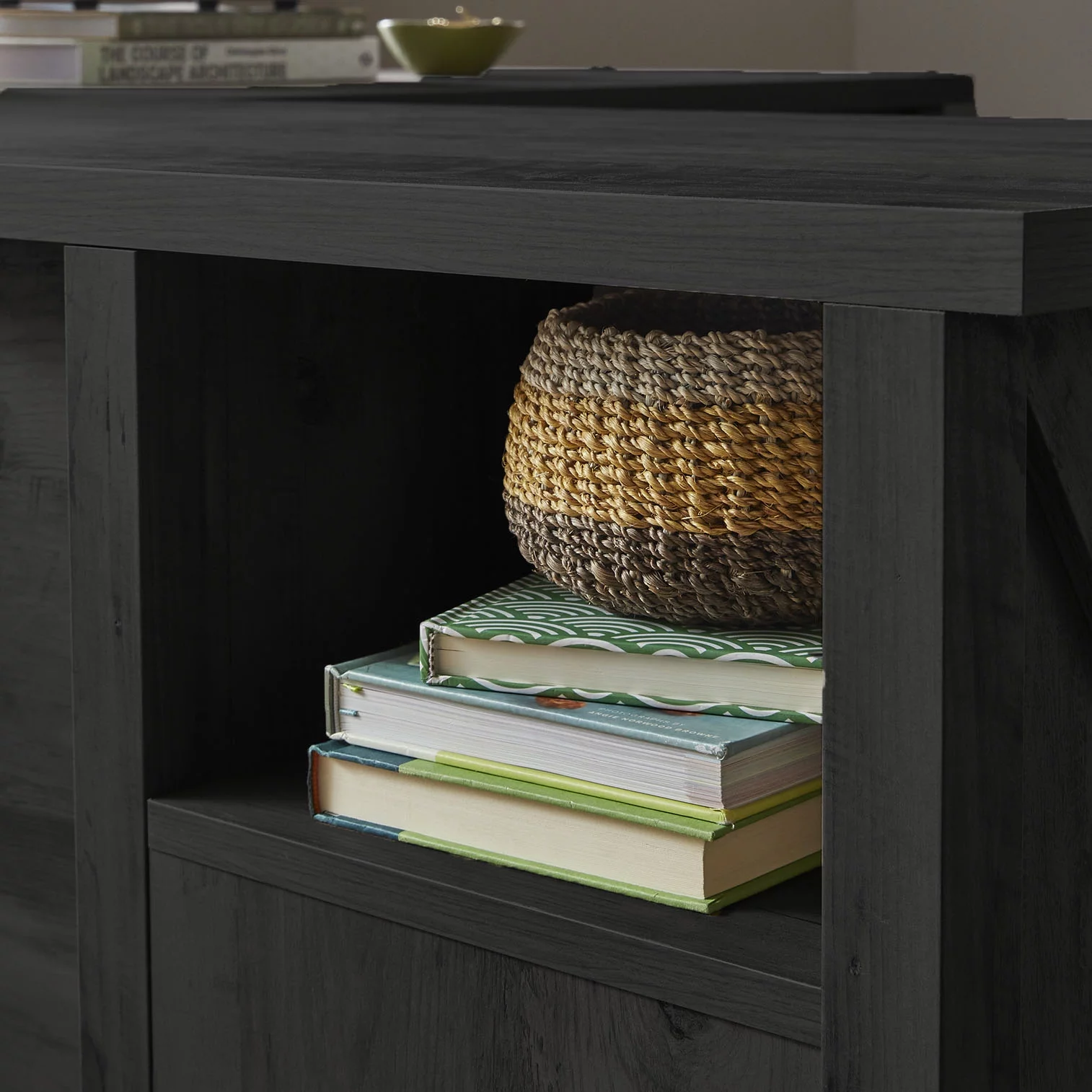 Better Homes & Gardens Modern Farmhouse L-Desk, Black Finish