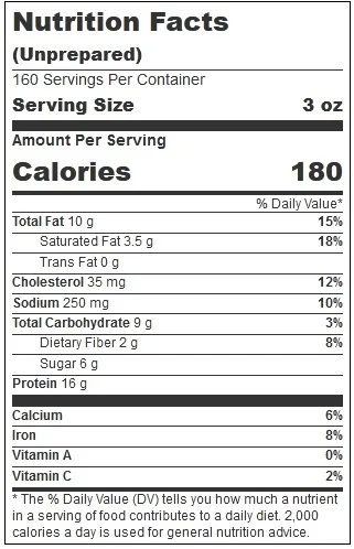 Kings Command Foods Fully Cooked Pork Rib Shaped Patties with BBQ Sauce, 3 Ounce -- 160 per case