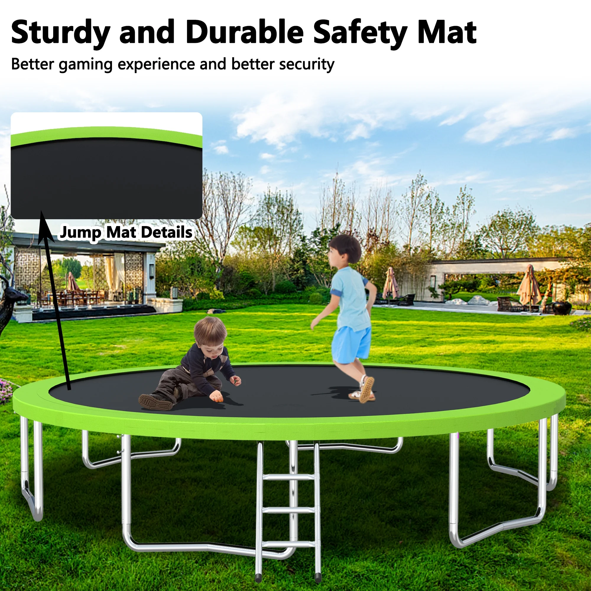 EUROCO 1300LB 15FT Trampoline for Adults and Kids, Trampoline with Enclosure ,Ladder,Basketball Hoop,Heavy Duty Recreational Trampoline Capacity for 7-8 Kids - Curated Treasures Market