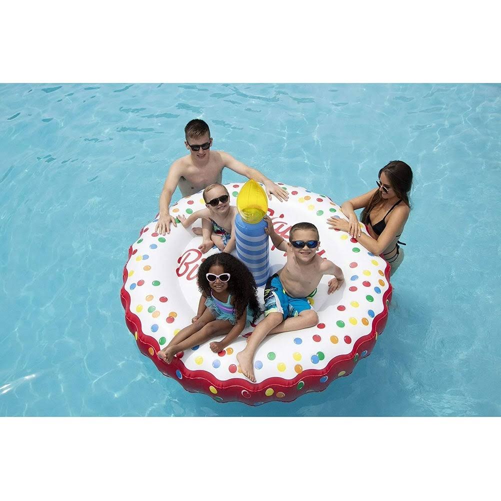 Swimline LED Birthday Cake Inflatable Pool Island