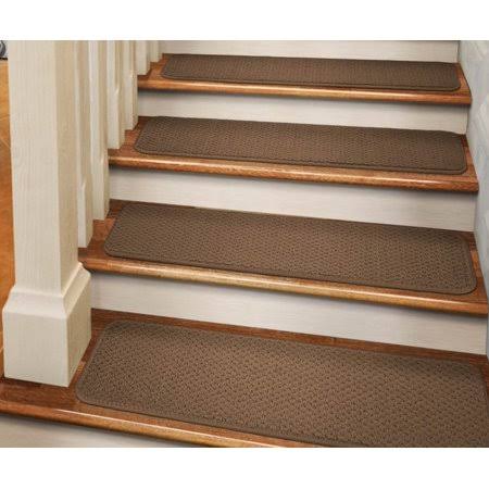 Set of 15 Adhesive Carpet Stair Treads - Toffee Brown - 8 in. x 30 in.
