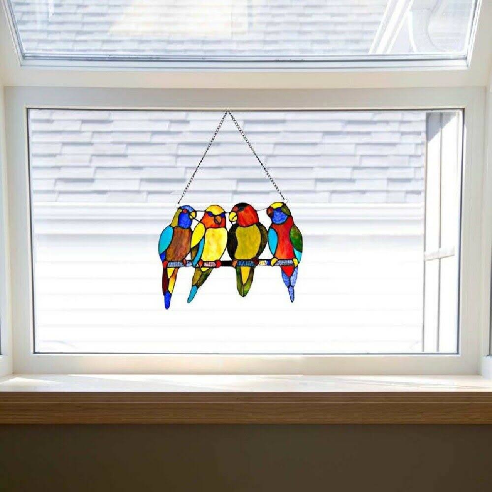 River of Goods Stained Glass Tropical Birds Window Panel