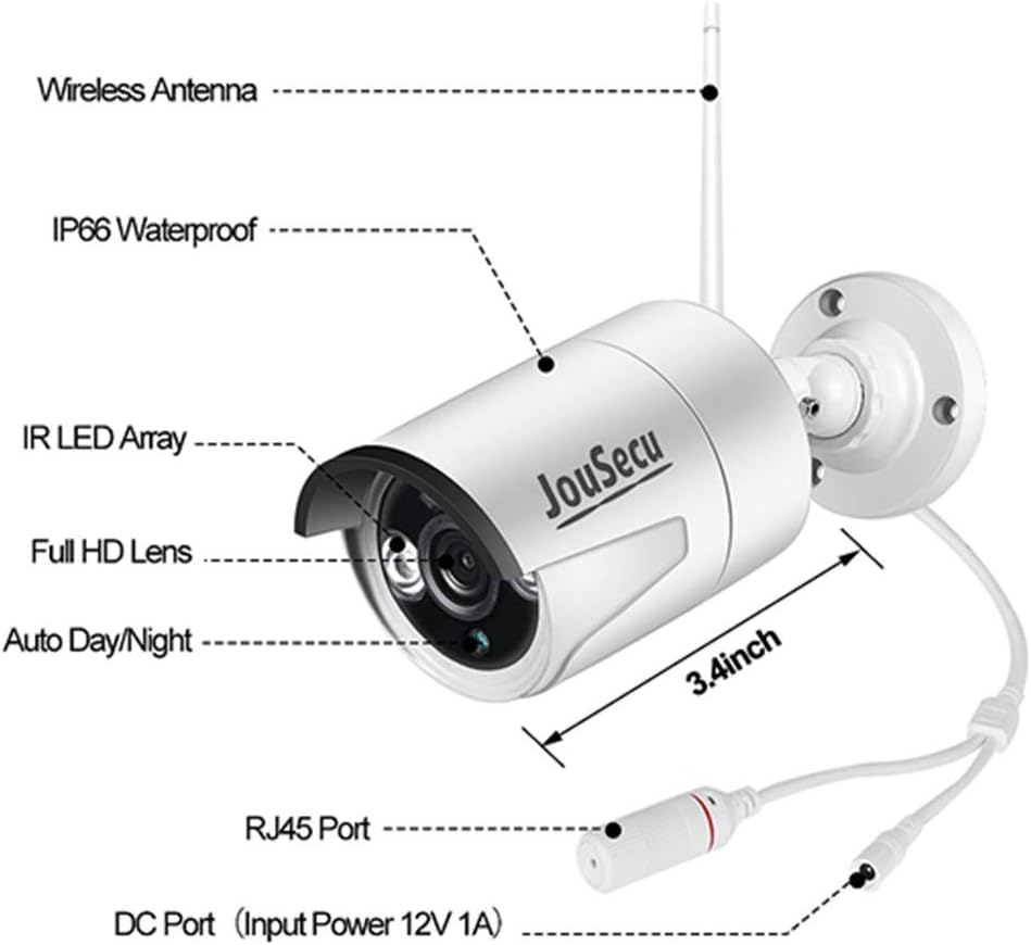 Home Security Camera System Wireless Surveillance NVR Kit with 8CH NVR 4Pcs 1080P 1-Way Audio Night Vision Remote View Motion Detection Waterproof with 1TB Hard Drive