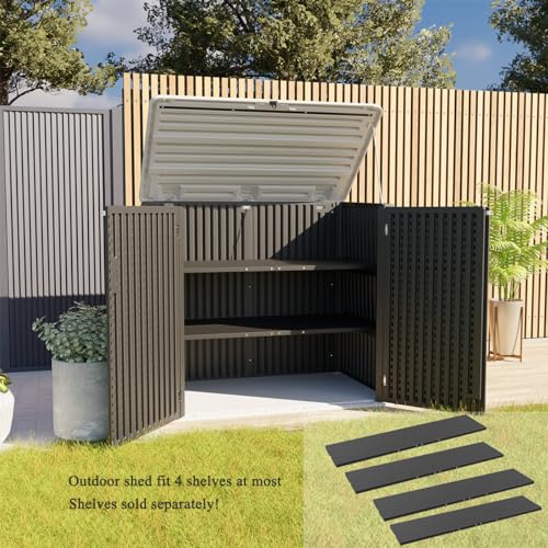 KINYING Horizontal Outdoor Storage Shed,47 Cu.ft Resin Outdoor Storage Cabinet Waterproof for Garden/Patio/Backyards