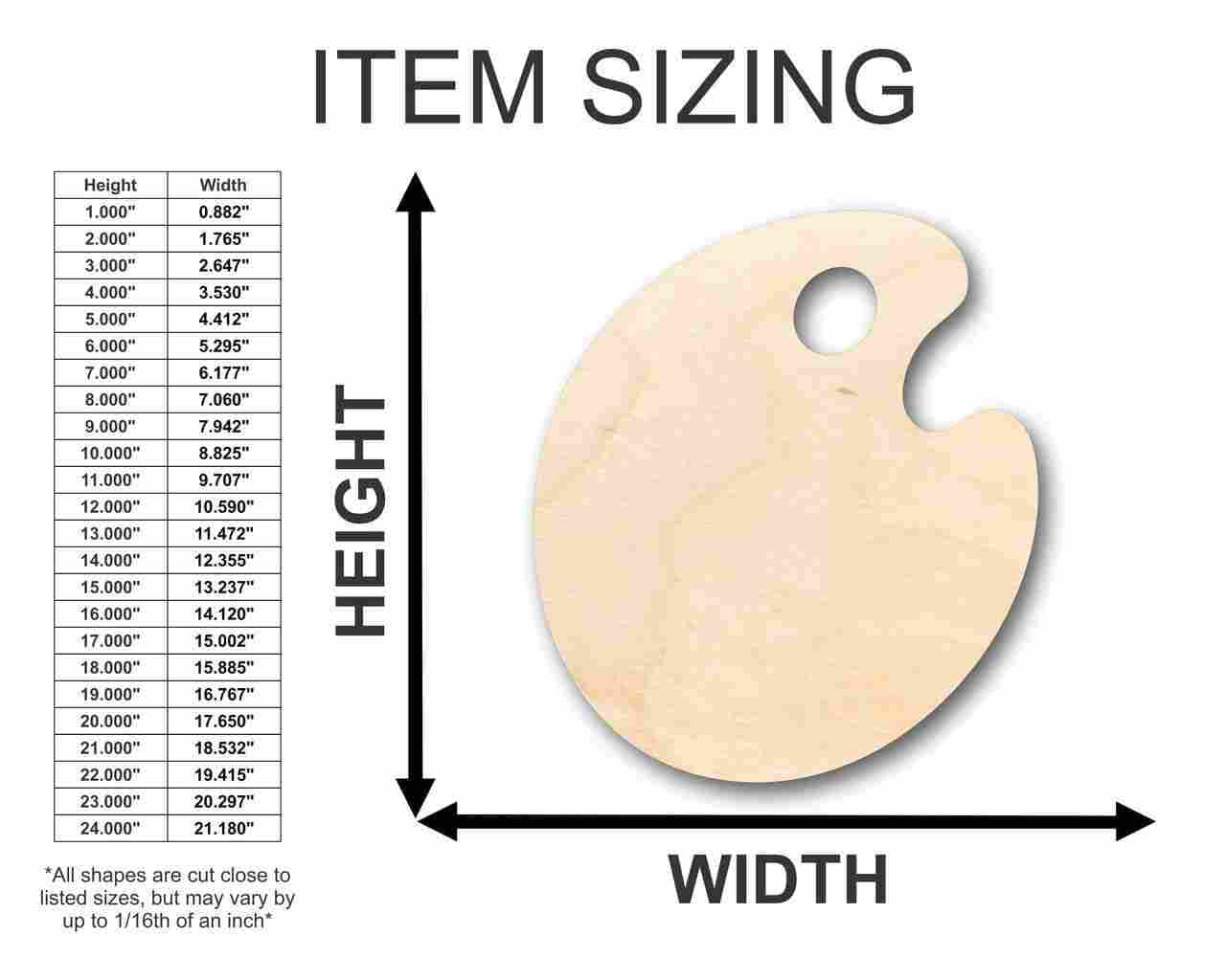 Unfinished Wood Artist Paint Palette Shape - Craft - up to 24" DIY 20" / 1/4"