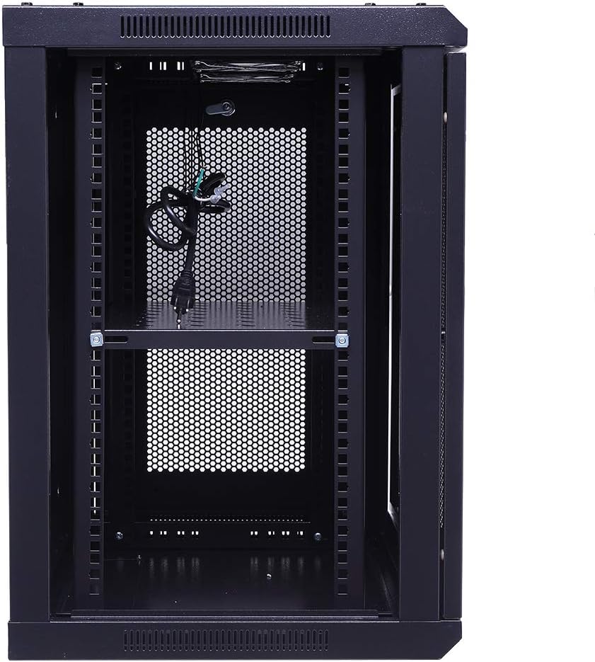 TUFFIOM 12U Casters Network Enclosure, 19 Inch Consumer Series Server Equipment Rack, Computer Date IT Network Cabinet Include 3 Side Panel Locks, Cooling Fan, No Assembly Required