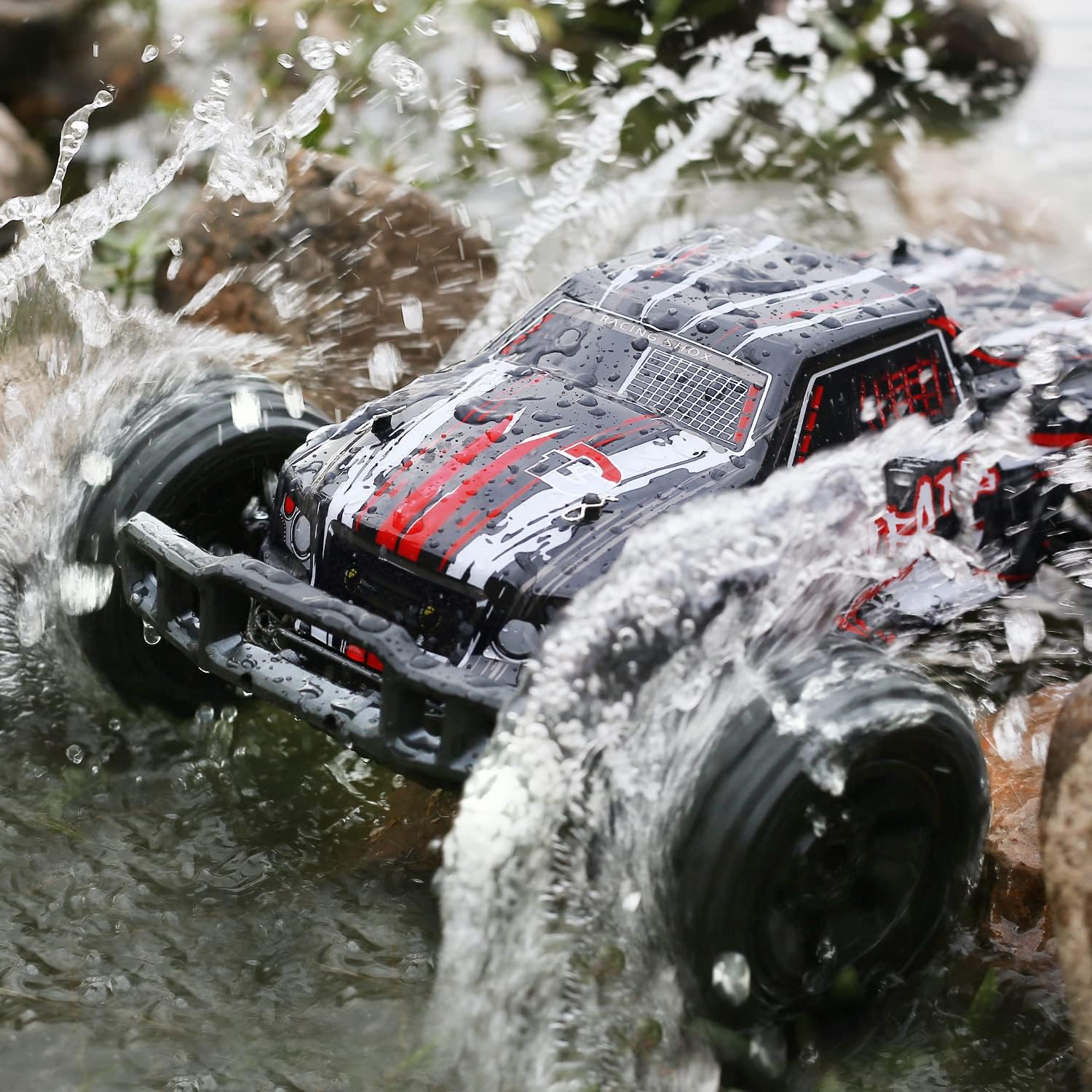 DEERC 9200E Large Hobby RC Cars, 48 KM/H 1:10 Scale Fast High Speed Remote Control Car for Adult Boy,Extra Shell 4WD 2.4GHz Off Road Monster RC Truck Toy All Terrain Racing,2 Batteries for 40 Min Play