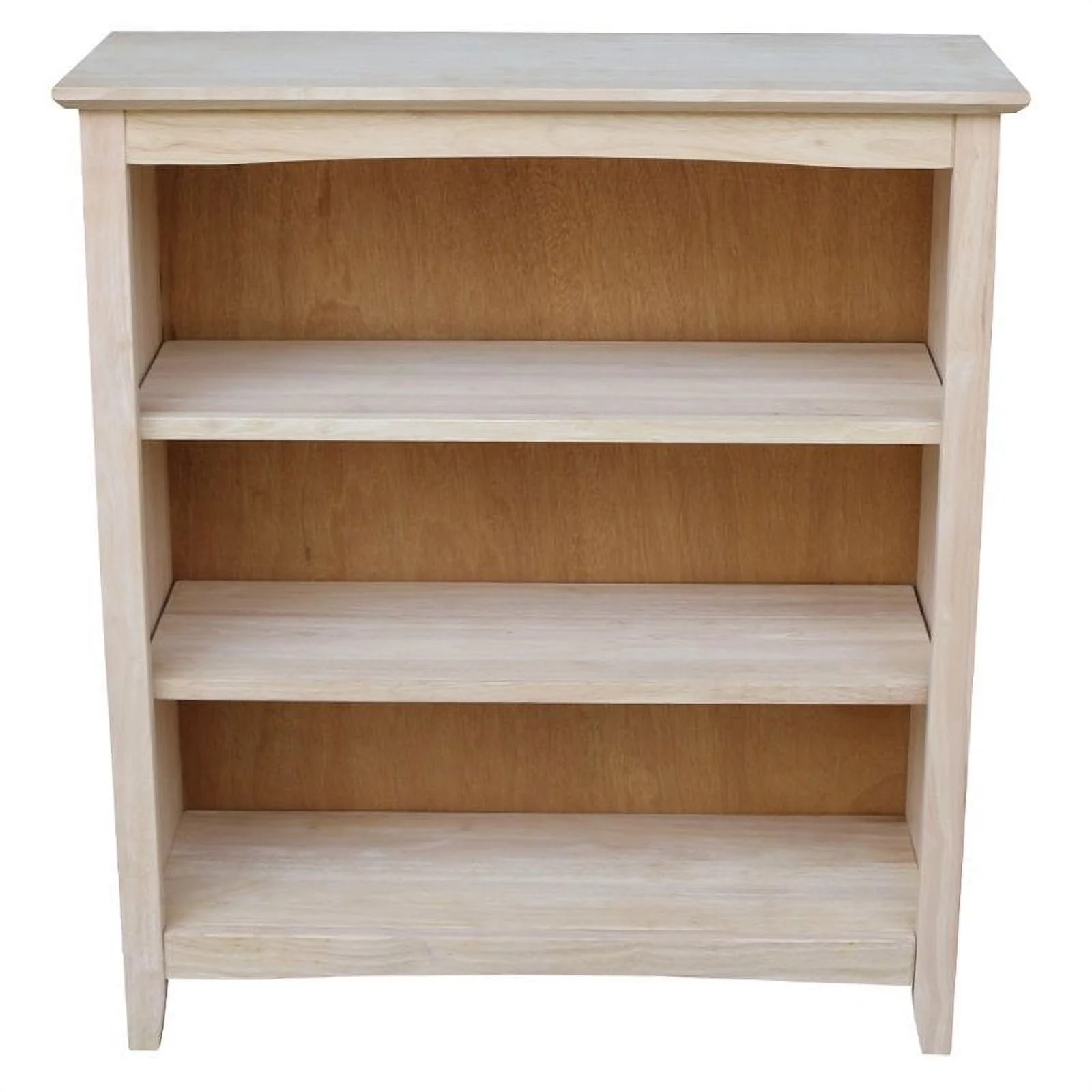 Pemberly Row Unfinished Solid Wood 36" Shaker 3 Shelf Bookcase with Two Adjustable Shelves - Curated Treasures Market