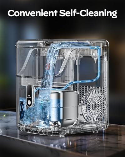 Nugget Ice Maker Countertop, HOMEZAY Pebble Ice Maker with Soft Chewable Pellet Ice, 33 lbs per Day, Compact Ice Machine with Self-Cleaning & LED Indicator for Home, Kitchen, Camping, RV, Office