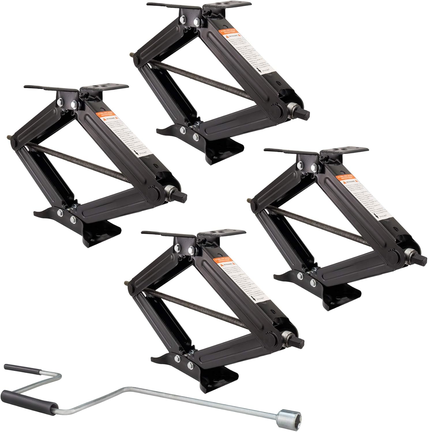 RecPro Set of 4 5000 lb 30" RV Trailer Stabilizer Leveling Scissor Jacks w/Handle (4 Pack)