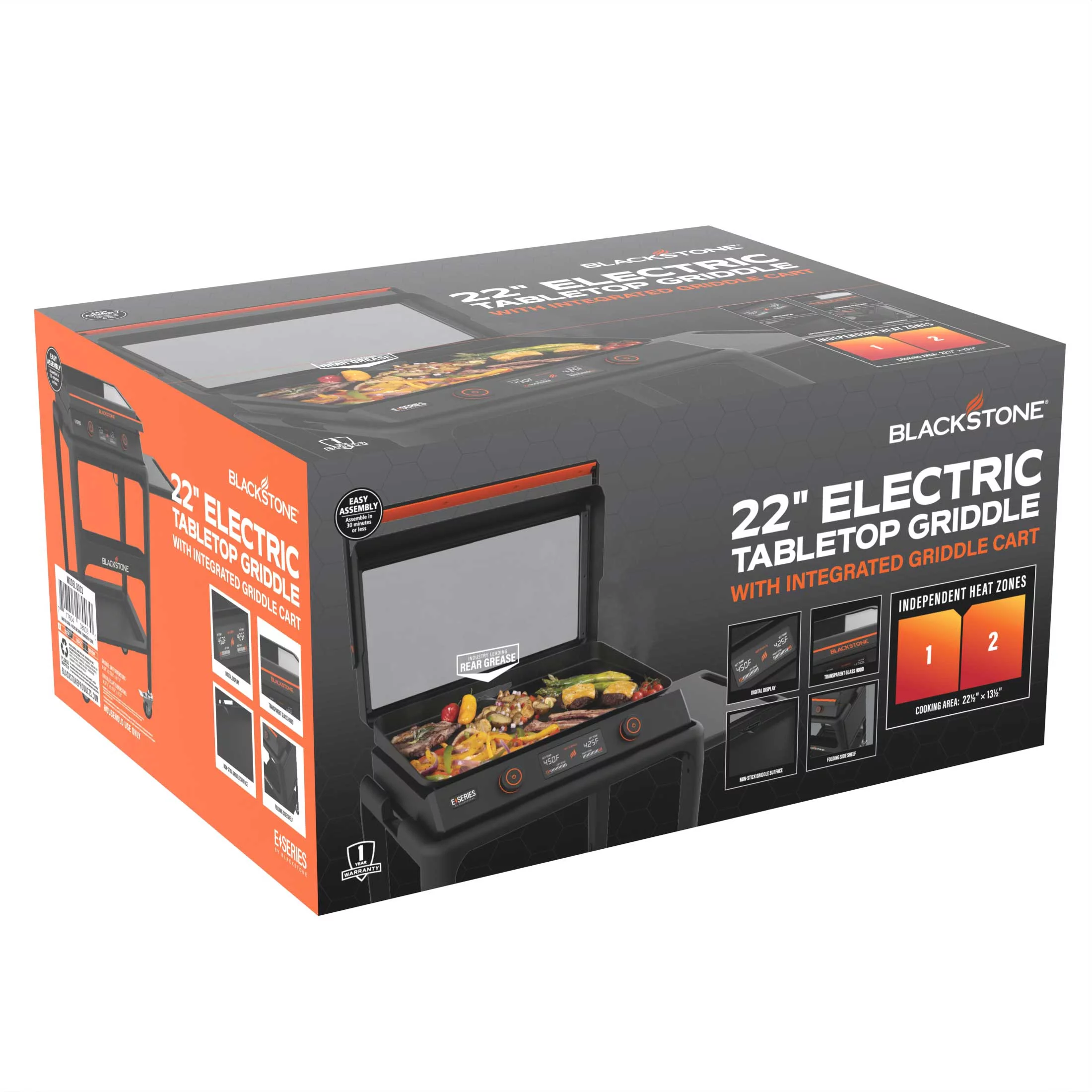 Blackstone E-Series 2-Burner 22 Electric Tabletop Griddle with Prep Cart