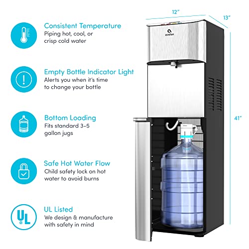 Avalon Electronic Bottom Loading Water Cooler Water Dispenser - 3 Temperatures, Hot, Cold & Room Water, Durable Stainless Steel Cabinet, Self Cleaning