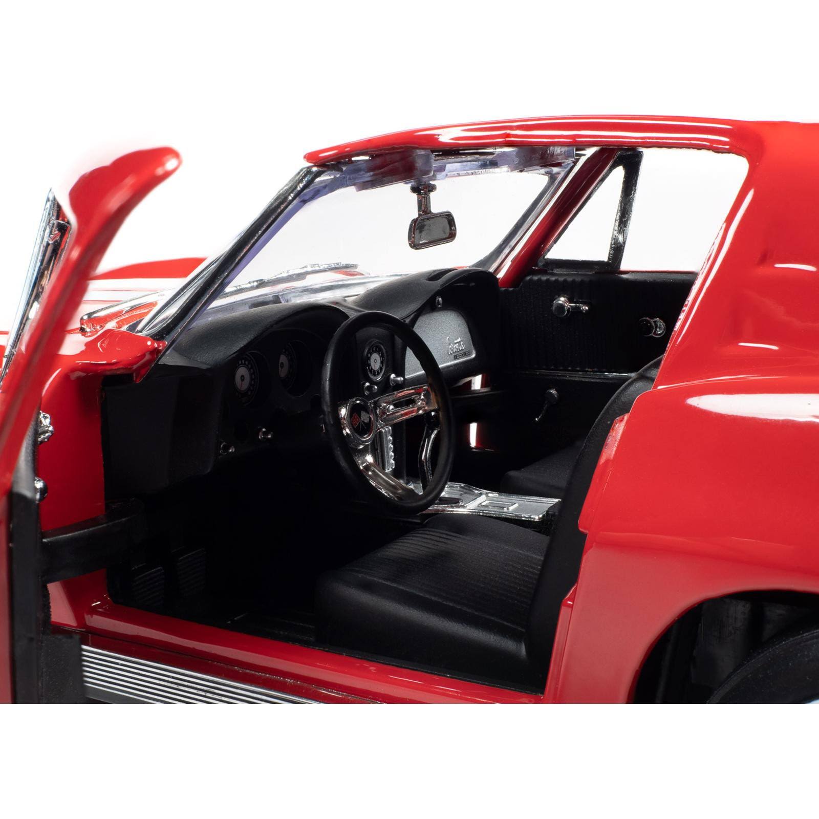 1963 Chevrolet Corvette Stingray Z06 Riverside Red with White Stripes American Muscle 30th Anniversary 1/18 Diecast Model Car by
