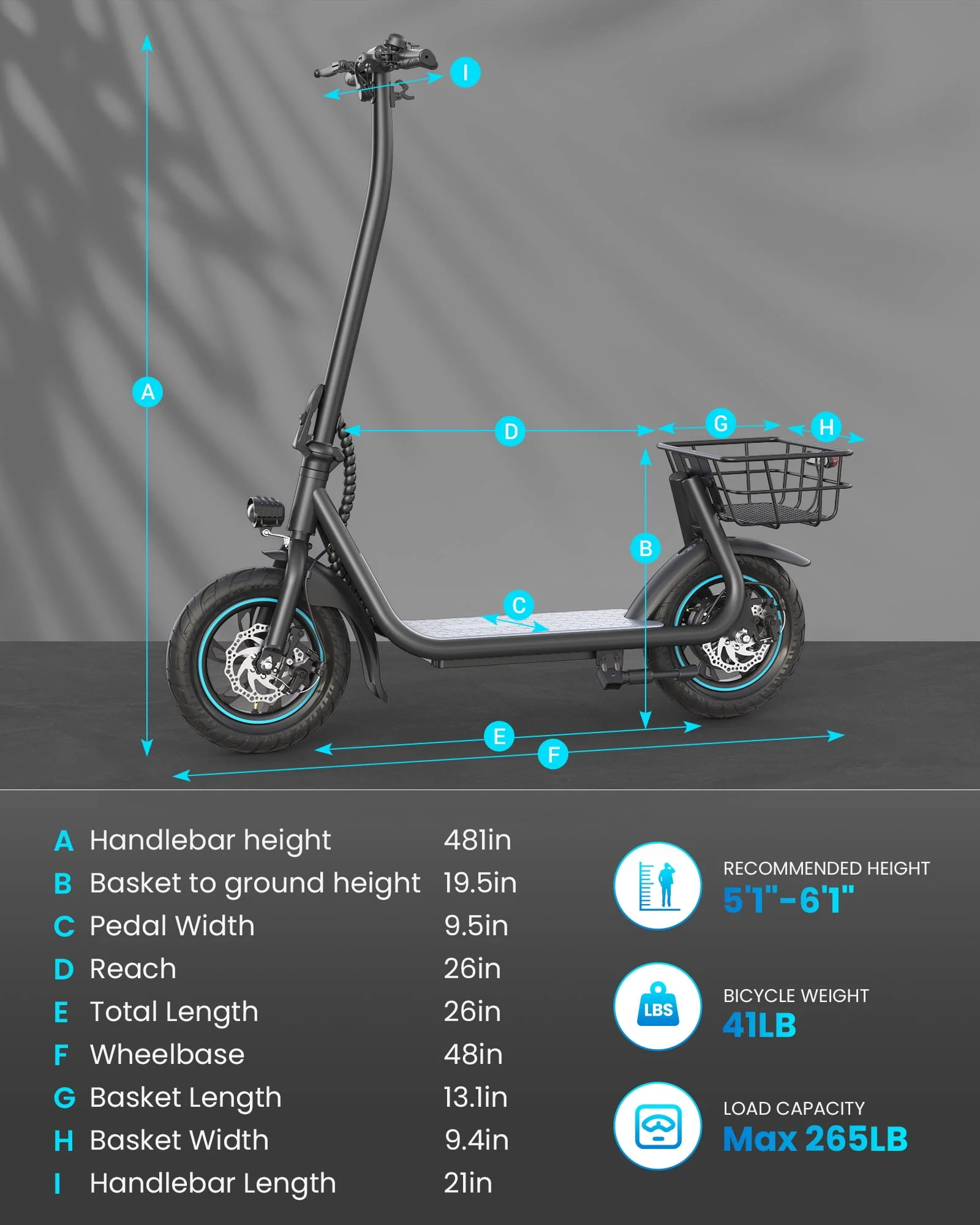 Kistp 550W Electric Scooter for Adults, 12 inch Commuter Electric Scooter with Basket and Wide Deck - up to 20 Miles 18.6MPH-Blue