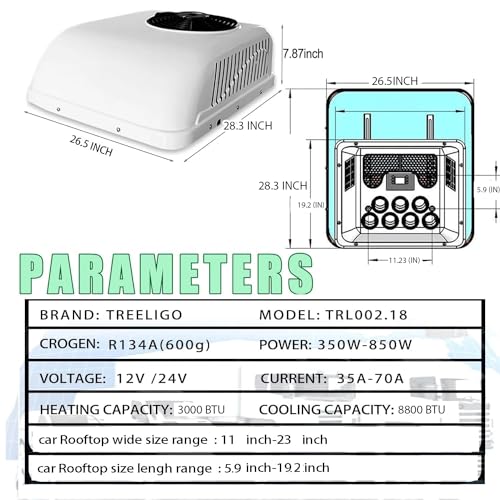 Treeligo 24V / 12V Rooftop RV Air Conditione EAC002.18