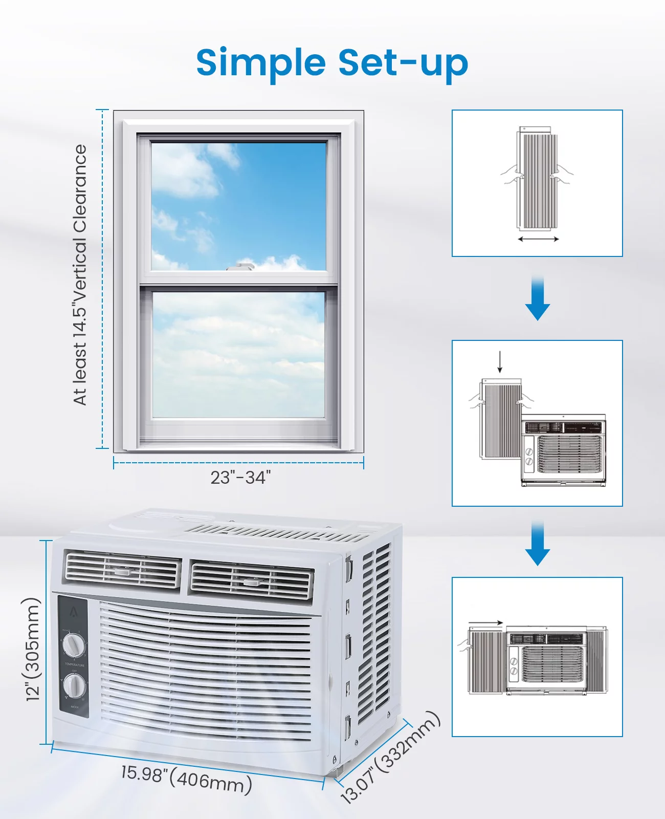 5000 BTU Air Conditioner Window Unit, Fast Cooling to 150 Sq.Ft. Window AC Unit with Easy-to-Use Mechanical Controls, Energy Savings, Quiet Operation, 110-115V