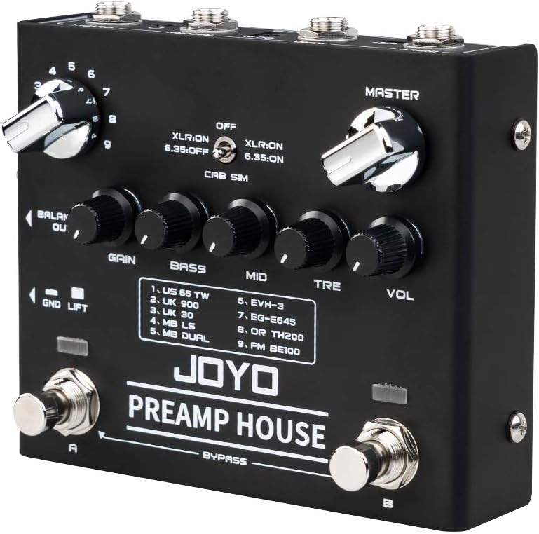 JOYO Preamp House R-15 R Series Dual Channel Cabinet Simulator Pedal with Clean and Distortion for Electric Guitar Effect (R-15)
