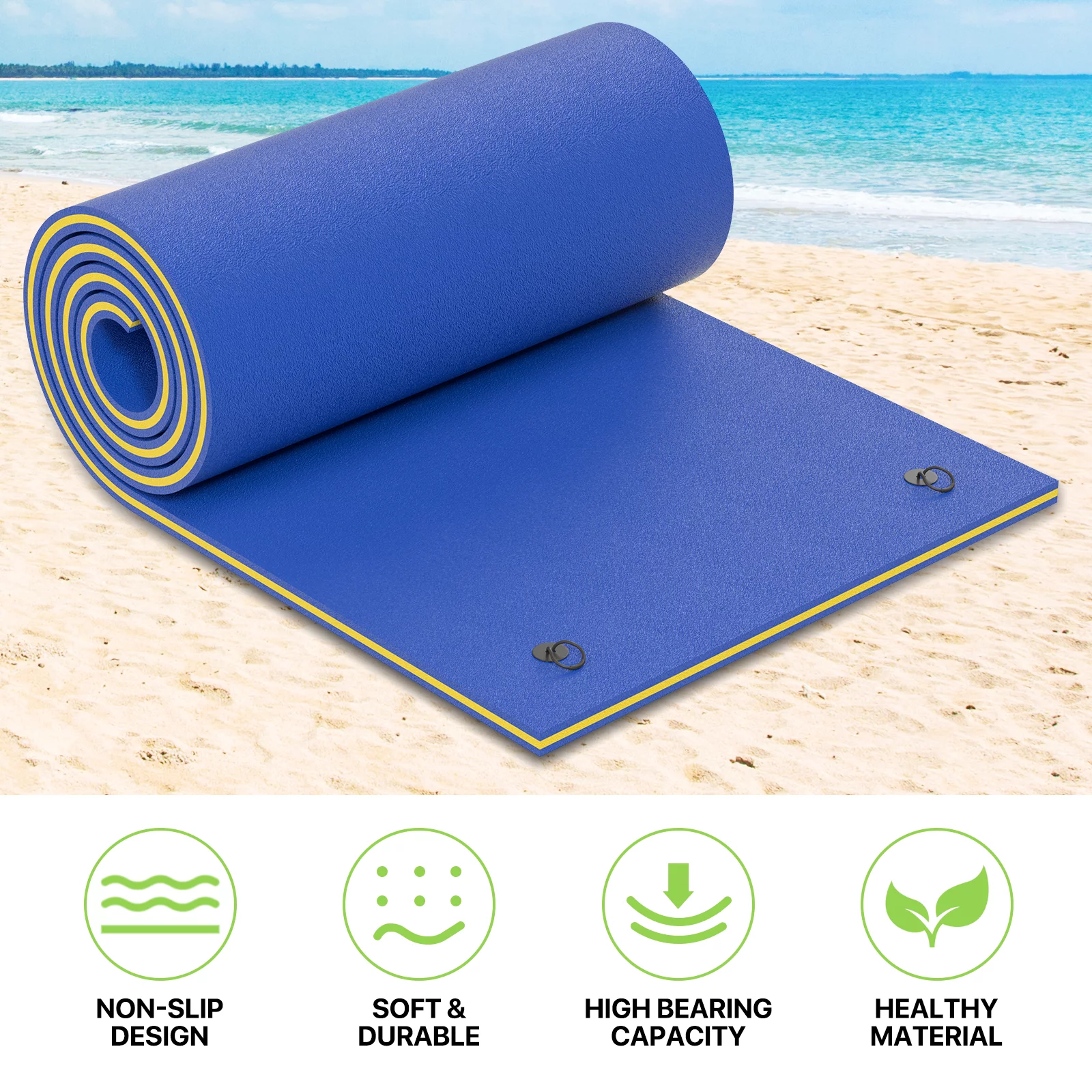 Magshion Water Floating Mat Foam Pad, 18x6FT Bouncy Tear-Resistant XPE Foam, Giant Lake Mat Lily Pad for Recreation Pool River Ocean Outdoor Water Activities, Blue - Curated Treasures Market