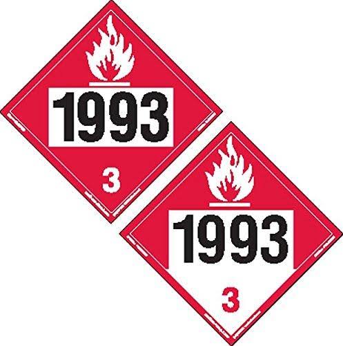 Labelmaster ZTV299393 Two-Sided 4-Digit Placard, 1993 Flammable/1993Combustible, Rigid Vinyl (Pack of 25)