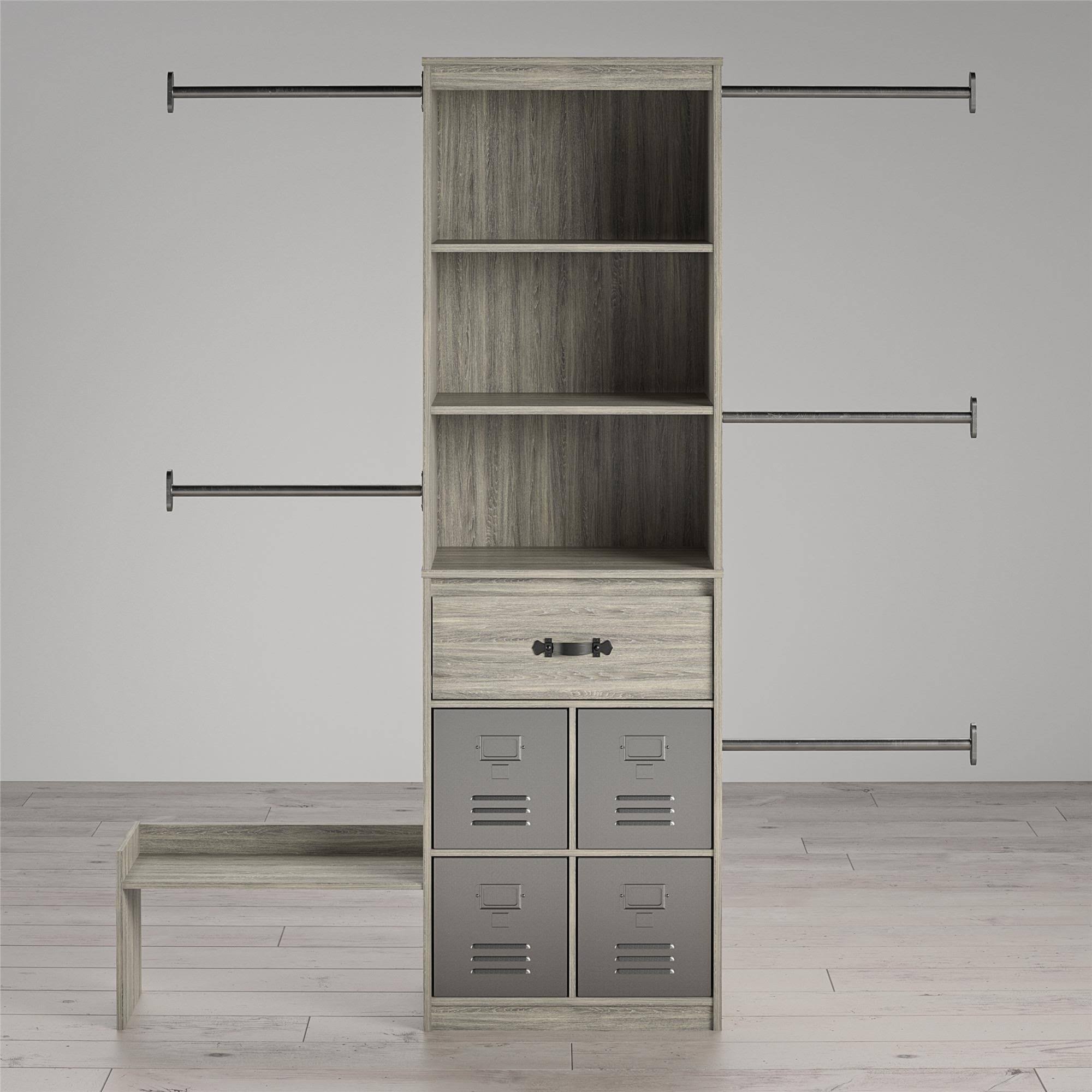 Little Seeds Nova Grow with Me Adjustable Kids Closet Organizer System - Grey Oak